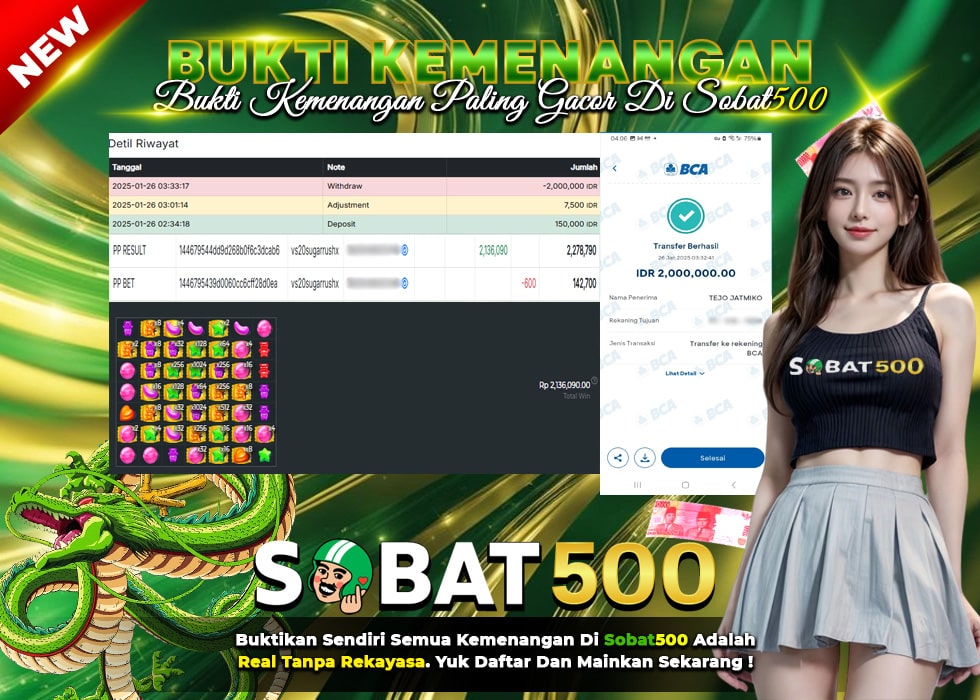 BUKTI JACKPOT SLOT SUGAR RUSH 1000 TERPERCAYA DI INDONESIA TGL 26-01-2025